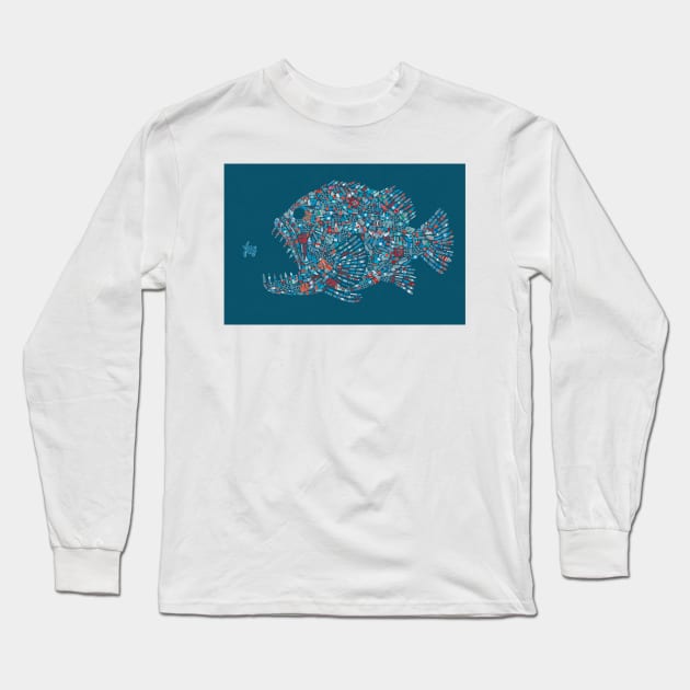 Ocean Plastic Fish Long Sleeve T-Shirt by John Holcroft